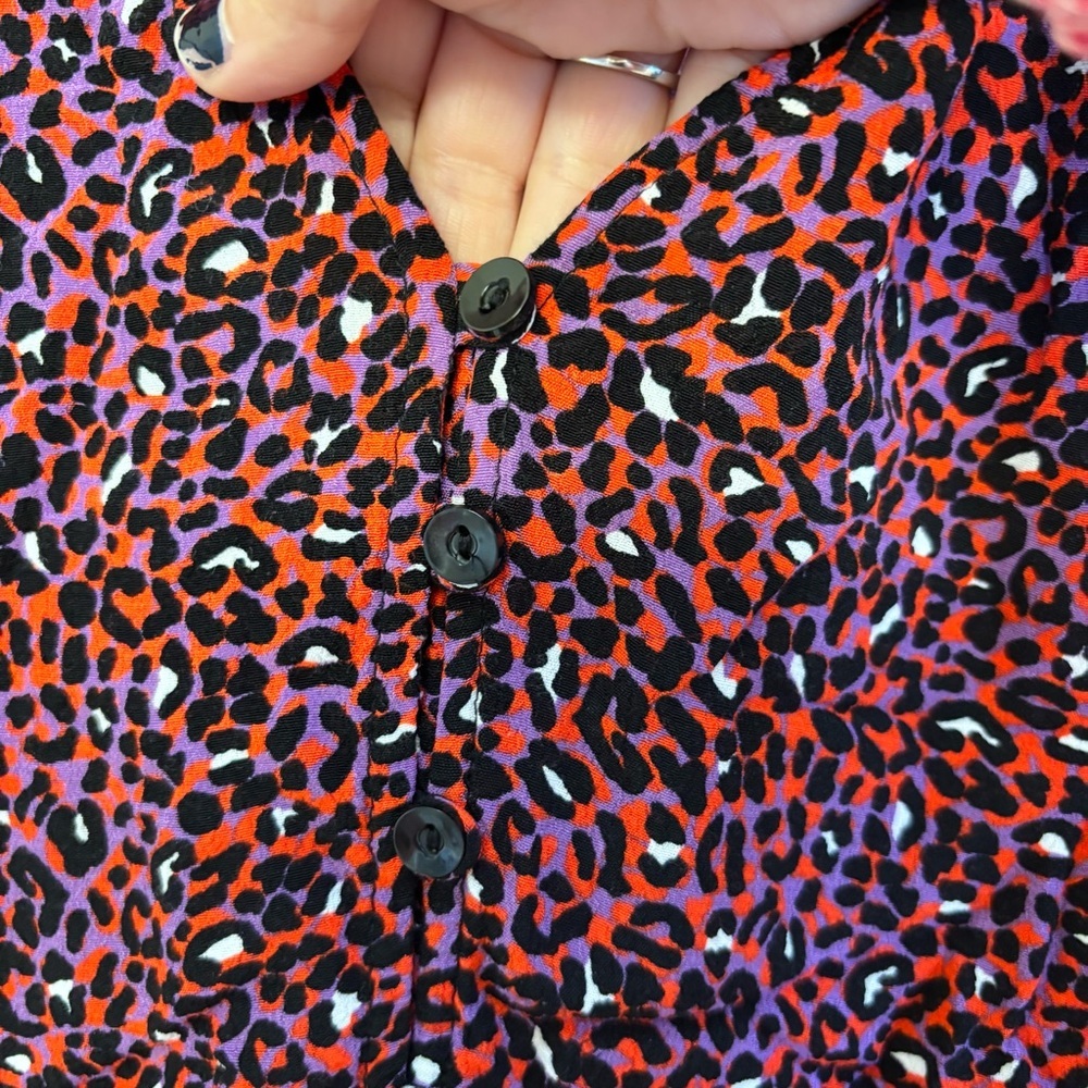 M&S Collection Womens Purple Red Blouse Size 6 Medium Office Peasant Indie Wild - Picture 9 of 14